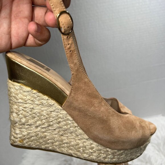Dolce Vita Tan Gold Platform Espadrilles Size 9.5 - Picture 8 of 10